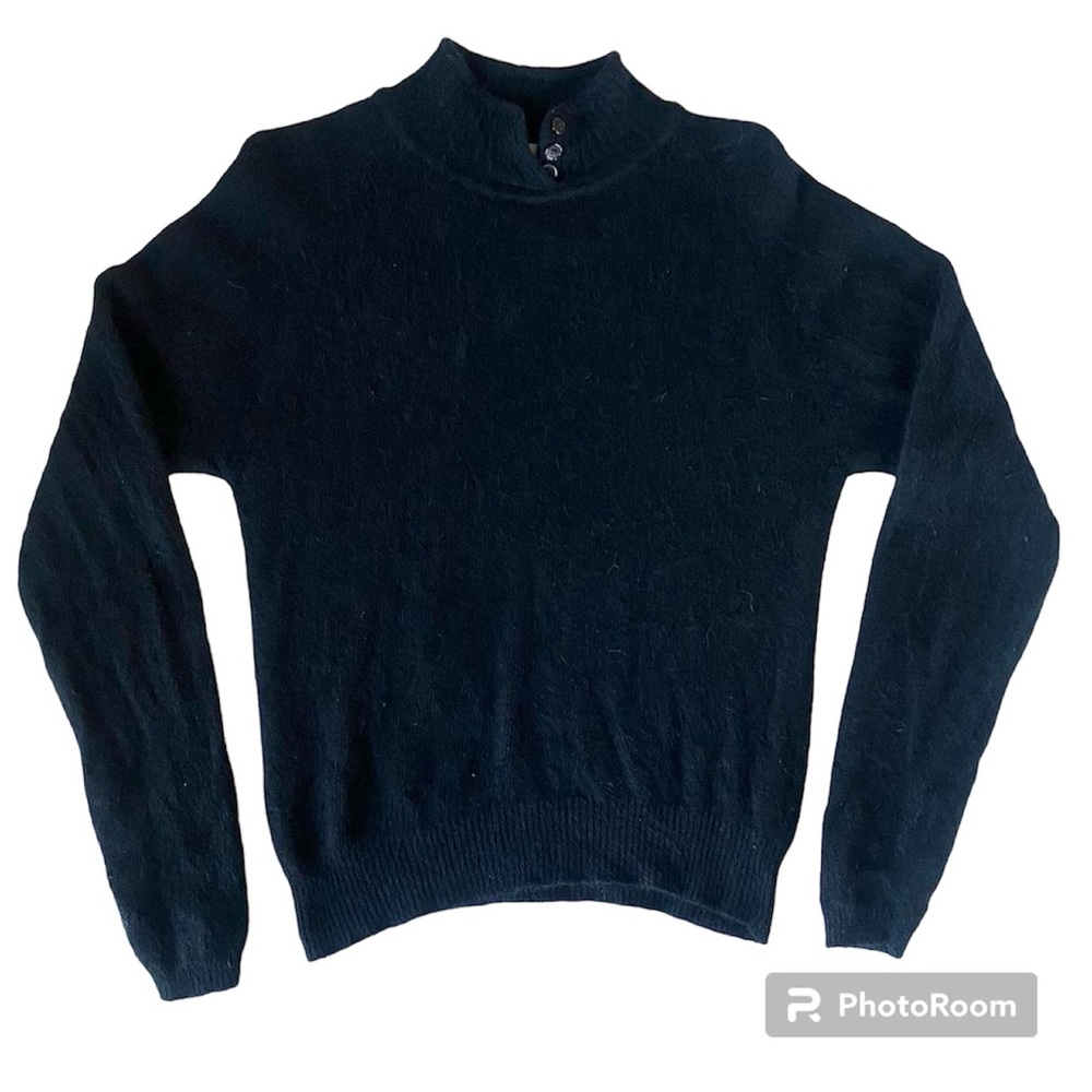 Vintage Allison Smith Angora Rabbit & Lambs Wool Mockneck Sweater Black Size S